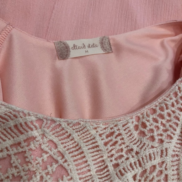 Altar’d State Lace Front Mini Dress Bell Sleeve Size M Pink - Picture 3 of 10